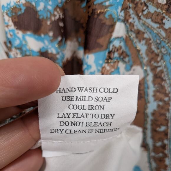 Vintage Babydoll Midi Dress 8 Blue Brown Fairy Grunge Halter Floral Handkerchief - Picture 16 of 16